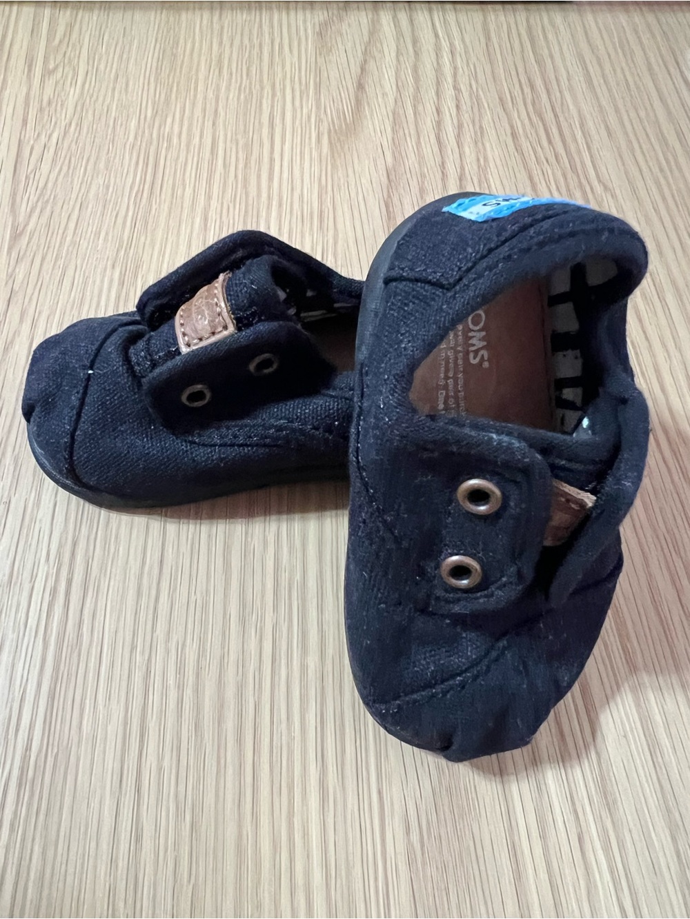 Toms Black Canvas Slip-On Baby & Walker Shoes